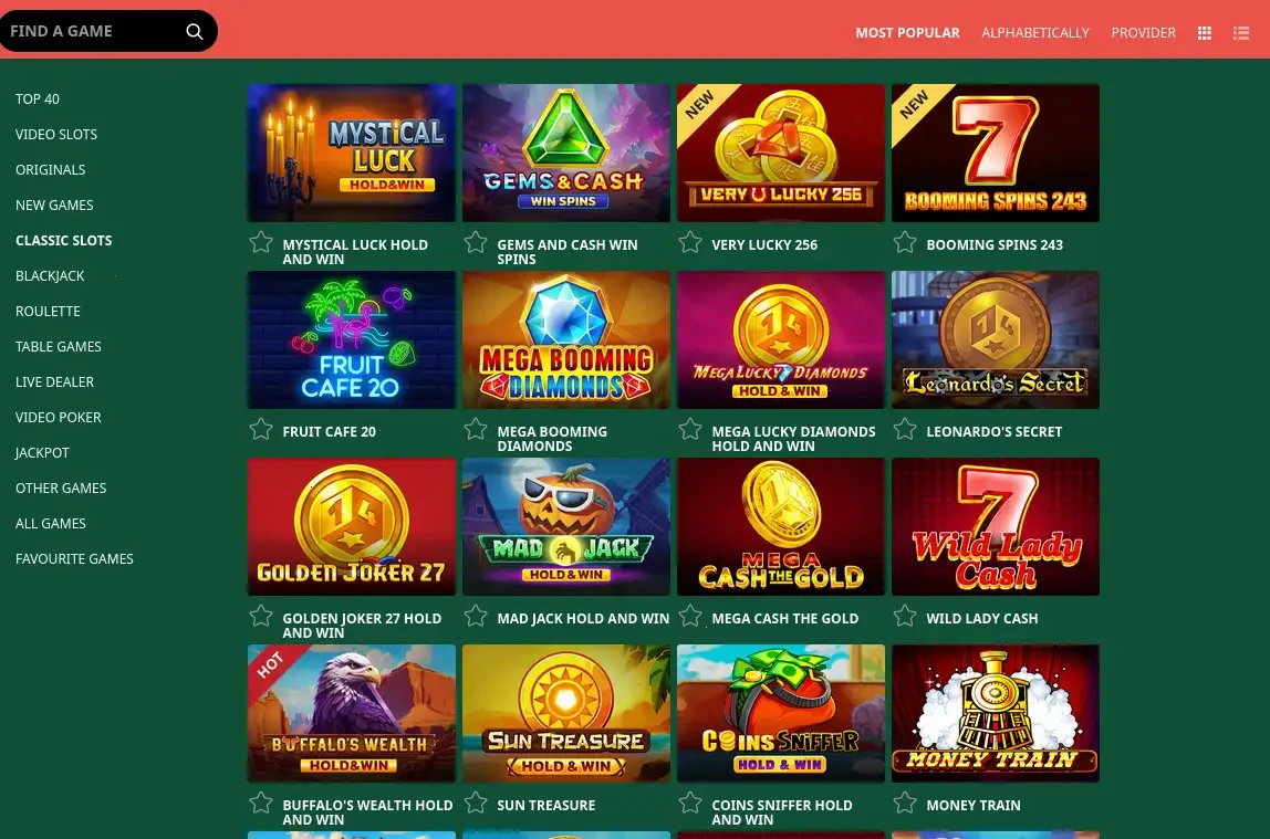 Fontan Casino Bonusangebote und Spielauswahl Übersicht